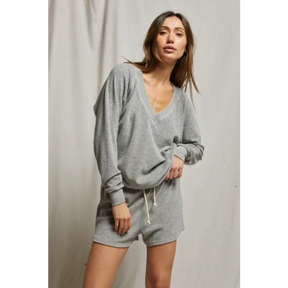 NWOT-Free People Take It Off Textured Pullover Sweatshirt Teal Size:XS OVERSIZED - Picture 1 of 5